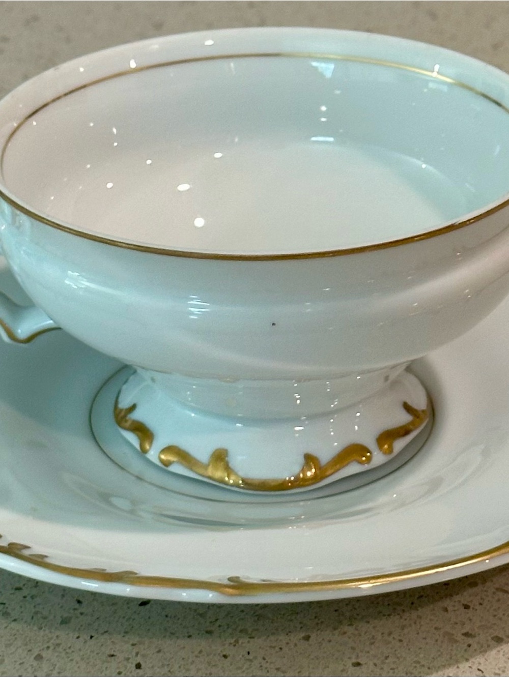Mikasa White Porcelain Cup and Saucer with Gold Trim